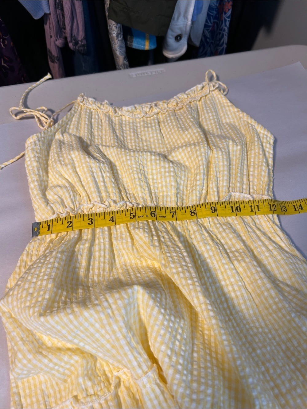 Sim & Sam Yellow Cotton Gingham Tiered Cottagecore Maxi Dress - Picture 14 of 15